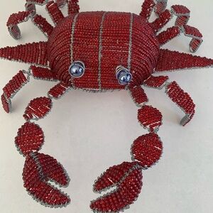 Red Beaded Crab Decor